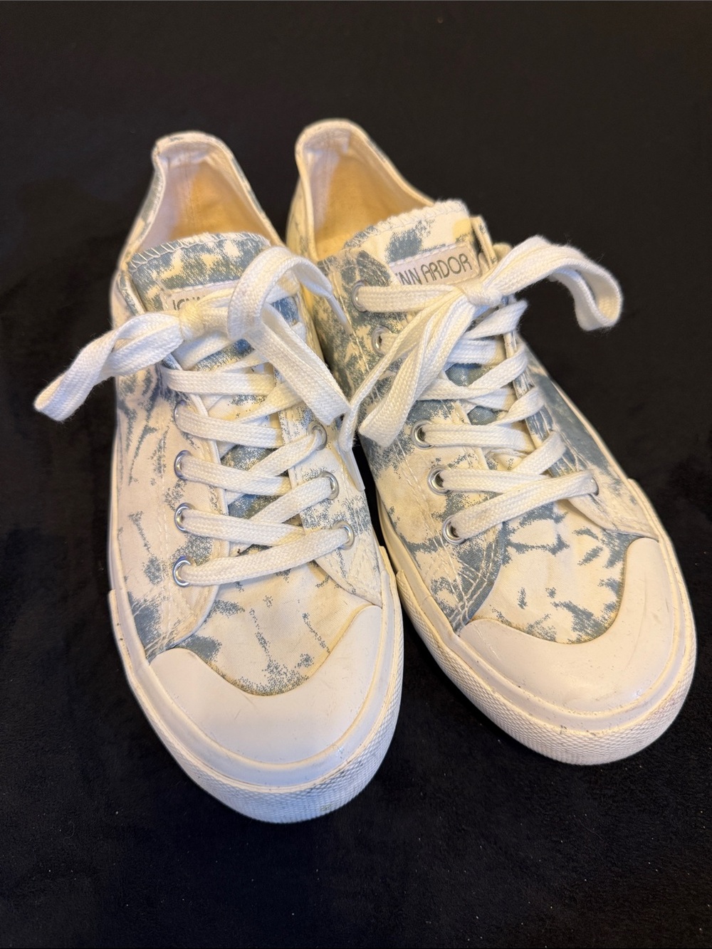 Jenn Ardor White and Light Blue Tie-Dye Canvas Sneakers LIKE NEW WORN ONCE